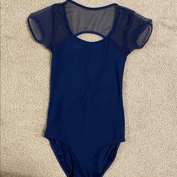 Eleve Emily Open Back Navy Leotard Size Medium - Picture 1 of 5